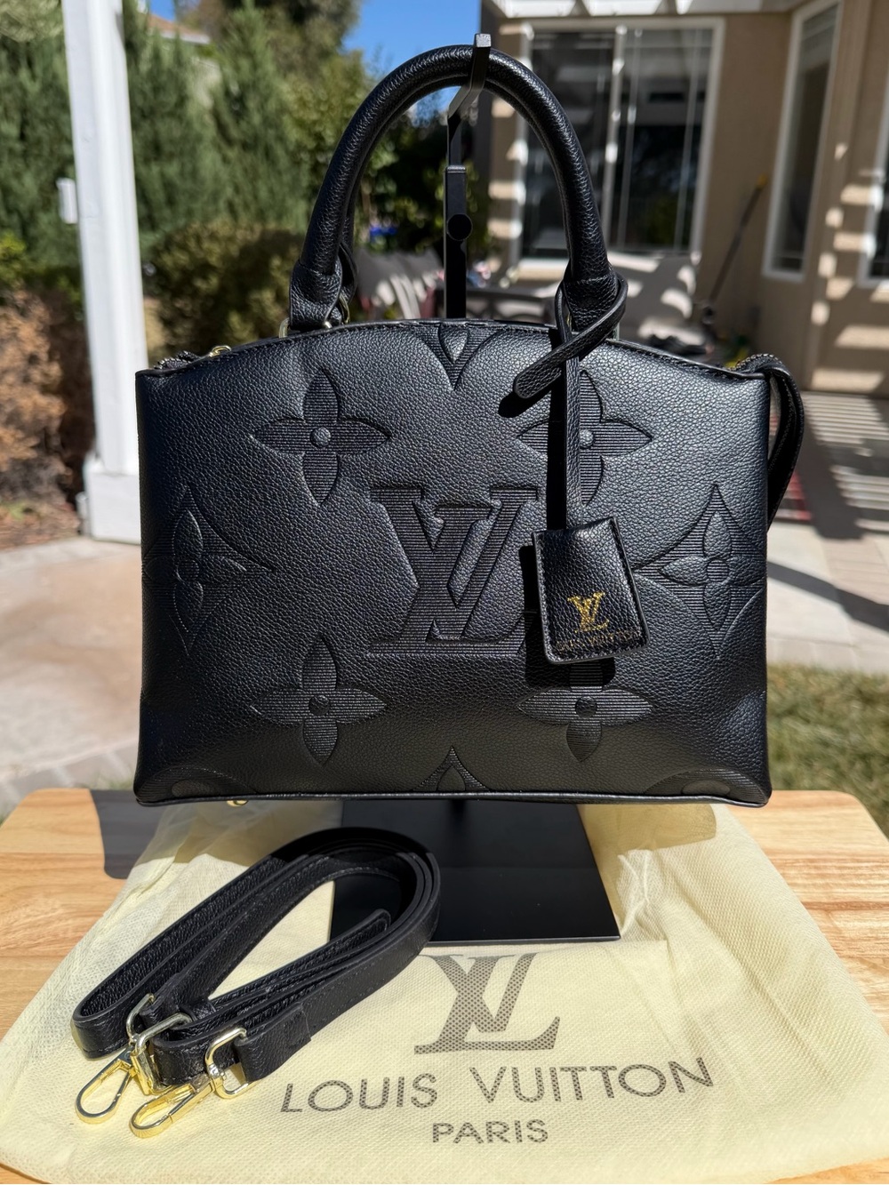 NEW LV Print Black Empreinte Monogram Palais Embossed Shoulder Bag Gold